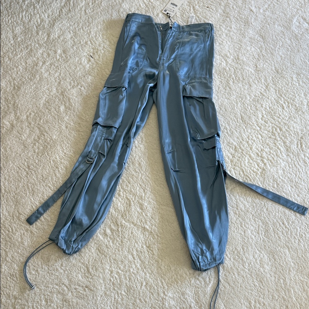 Zara Blue Cargo Track Pants